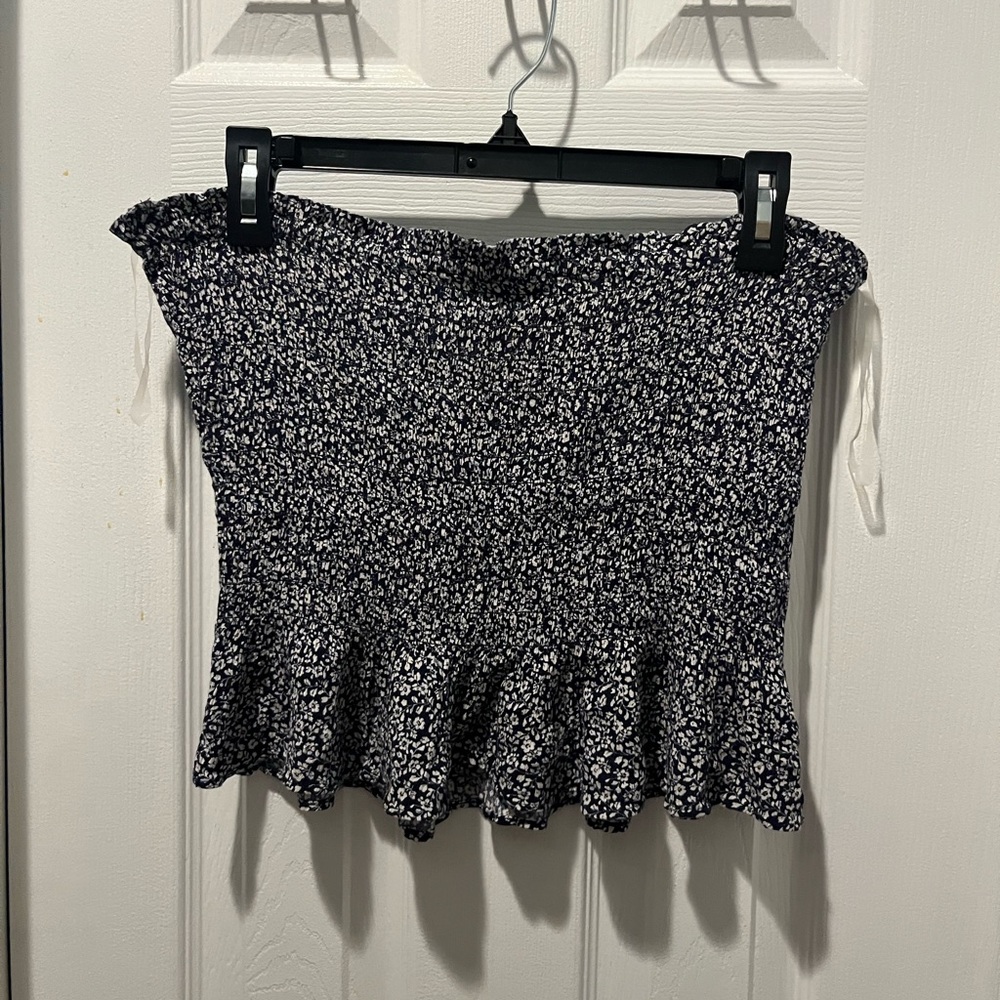 American Eagle Floral Peplum Tube Top
